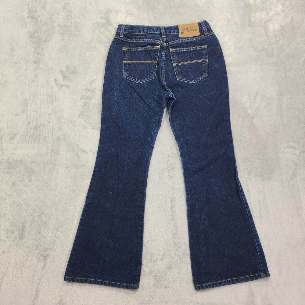 Vintage Express Bleus Jeans Womens 9/10S Blue Dark Wash Extreme Flare Leg Casual - Picture 3 of 12